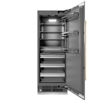 ZLINE Autograph Edition 30 in. 16.7 cu. ft. Column Refrigerator in Stainless Steel with Graphite Gray Interior and Champagne Bronze Accents (RCRVZ-30430-CB)