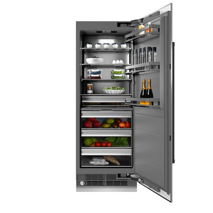ZLINE Autograph Edition 30 in. 16.7 cu. ft. Column Refrigerator in Stainless Steel with Graphite Gray Interior and Matte Black Accents (RCRVZ-30430-MB)