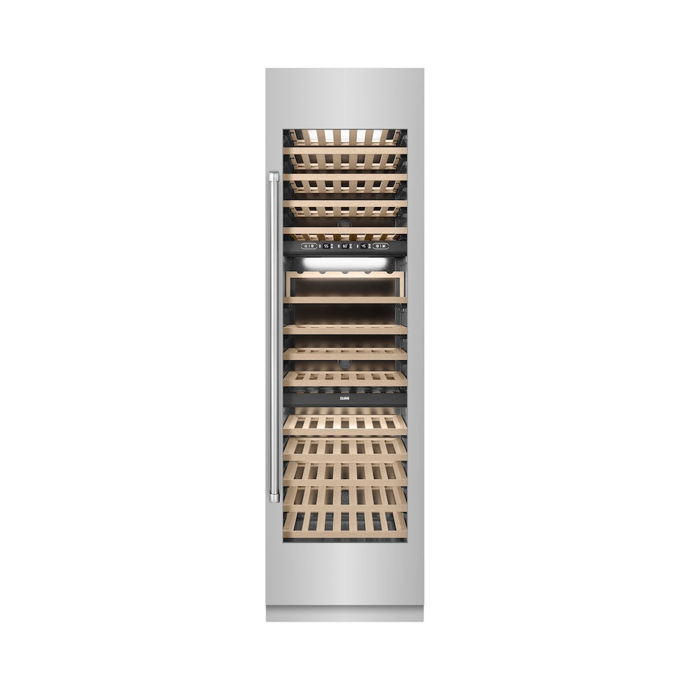 ZLINE 24 in. 12.4 cu. ft. Triple Zone 100 Bottle Column Wine Cooler in Stainless Steel (RCWV-304-24)