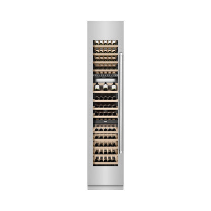 ZLINE 18 in. 9.0 cu. ft. Triple Zone 68 Bottle Left Hinge Column Wine Cooler in Stainless Steel (RCWVL-304-18)