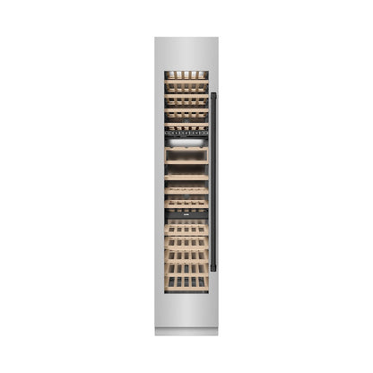 ZLINE Autograph Edition 18 in. 9.0 cu. ft. Triple Zone 68 Bottle Left Hinge Column Wine Cooler in Stainless Steel with Matte Black Accents (RCWVLZ-30418-MB)