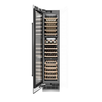 ZLINE Autograph Edition 18 in. 9.0 cu. ft. Triple Zone 68 Bottle Left Hinge Column Wine Cooler in Stainless Steel with Matte Black Accents (RCWVLZ-30418-MB)