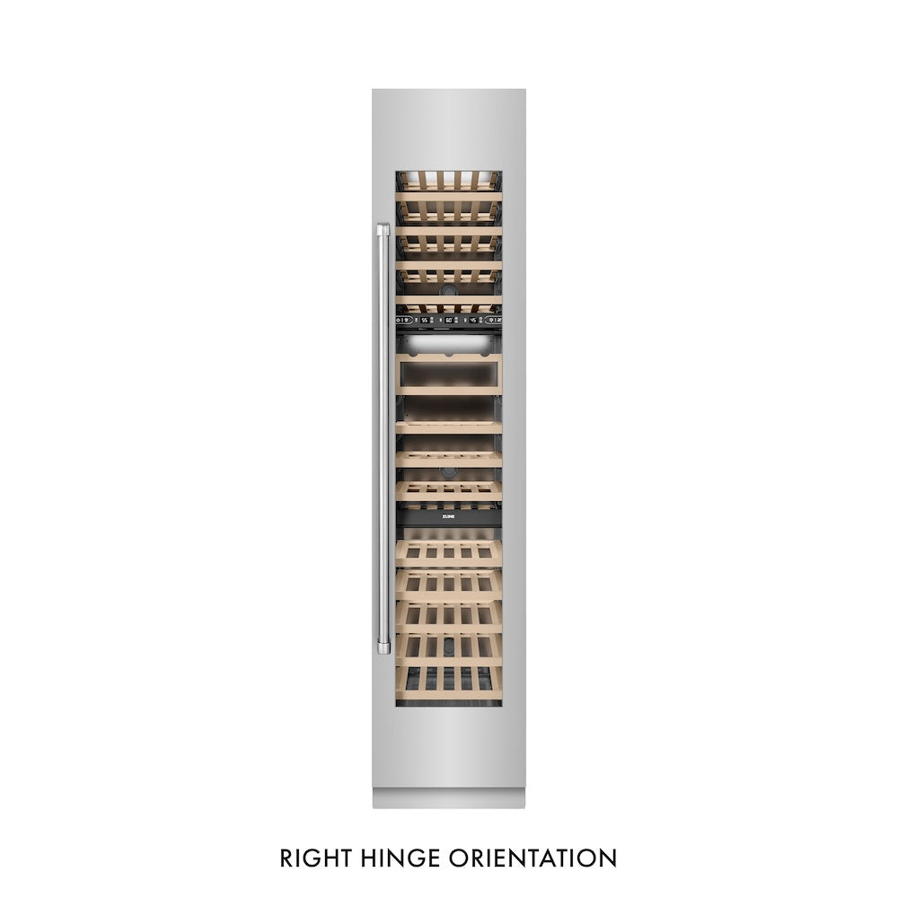 ZLINE 18 in. 9.0 cu. ft. Triple Zone 68 Bottle Right Hinge Column Wine Cooler in Stainless Steel (RCWVR-304-18)