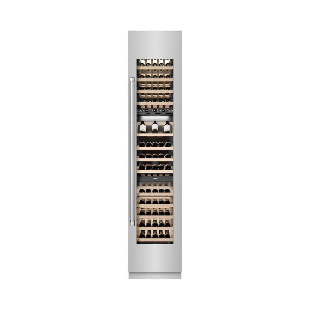 ZLINE 18 in. 9.0 cu. ft. Triple Zone 68 Bottle Right Hinge Column Wine Cooler in Stainless Steel (RCWVR-304-18)
