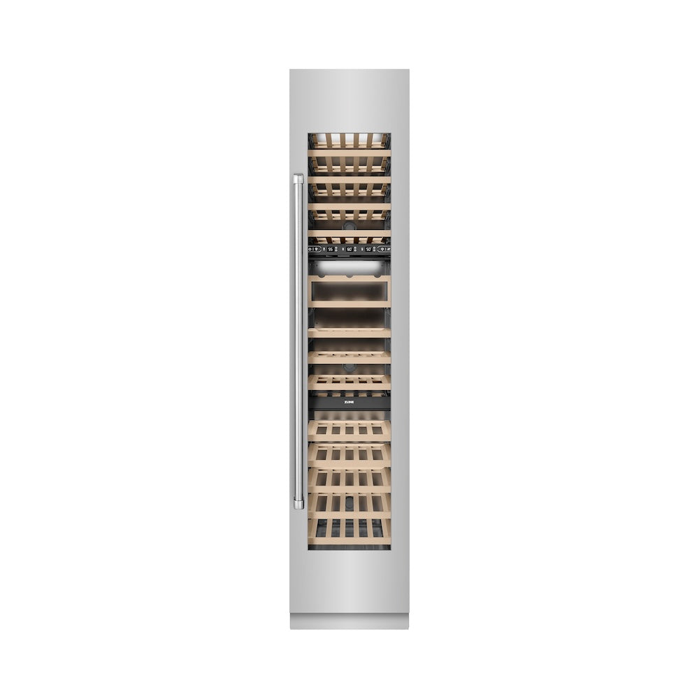 ZLINE 18 in. 9.0 cu. ft. Triple Zone 68 Bottle Right Hinge Column Wine Cooler in Stainless Steel (RCWVR-304-18)