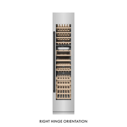 ZLINE Autograph Edition 18 in. 9.0 cu. ft. Triple Zone 68 Bottle Right Hinge Column Wine Cooler in Stainless Steel with Matte Black Accents (RCWVRZ-304-18-MB)