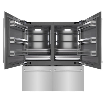 ZLINE 72 in. 39.6 cu. ft. French Door Built-In Bottom Freezer Refrigerator with Water Dispensers and Ice Makers in Stainless Steel with Graphite Gray Interior (GRBIT-304-72)