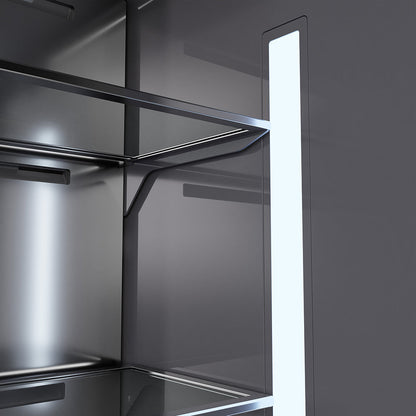 ZLINE Autograph Edition 72 in. 39.6 cu. ft. French Door Built-In Bottom Freezer Refrigerator with Water Dispensers and Ice Makers in Stainless Steel with Graphite Gray Interior and Polished Nickel Helix Handles (GRBITZ-30472KPN)