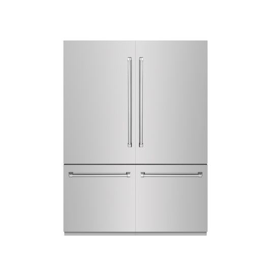 ZLINE 60 in. 32.2 cu. ft. French Door Built-In Bottom Freezer Refrigerator with Water Dispensers and Ice Makers in Stainless Steel with Graphite Gray Interior (GRBIV-304-60)