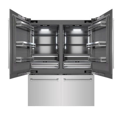 ZLINE 60 in. 32.2 cu. ft. French Door Built-In Bottom Freezer Refrigerator with Water Dispensers and Ice Makers in Stainless Steel with Graphite Gray Interior (GRBIV-304-60)