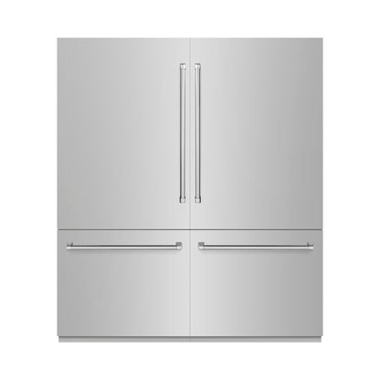 ZLINE 72 in. 39.6 cu. ft. French Door Built-In Bottom Freezer Refrigerator with Water Dispensers and Ice Makers in Stainless Steel (RBIT-304-72)