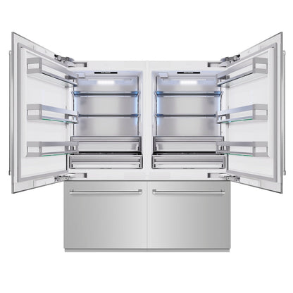 ZLINE 72 in. 39.6 cu. ft. French Door Built-In Bottom Freezer Refrigerator with Water Dispensers and Ice Makers in Stainless Steel (RBIT-304-72)