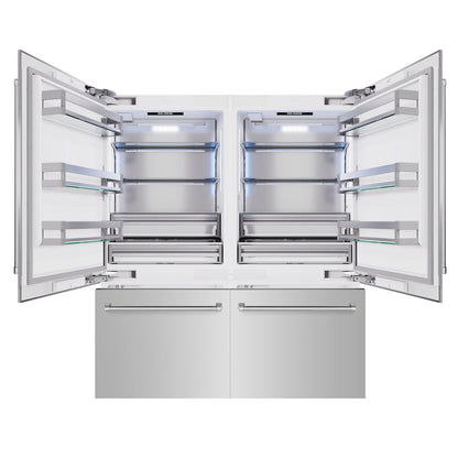 ZLINE 72 in. 39.6 cu. ft. French Door Built-In Bottom Freezer Refrigerator with Water Dispensers and Ice Makers in Stainless Steel (RBIT-304-72)