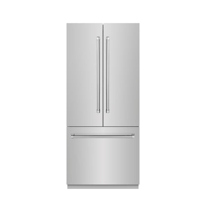 ZLINE 36 in. 19.6 cu. ft. French Door Built-In Bottom Freezer Refrigerator with Water Dispenser and Ice Maker in Stainless Steel with Stainless Steel Interior (SRBIV-304-36)
