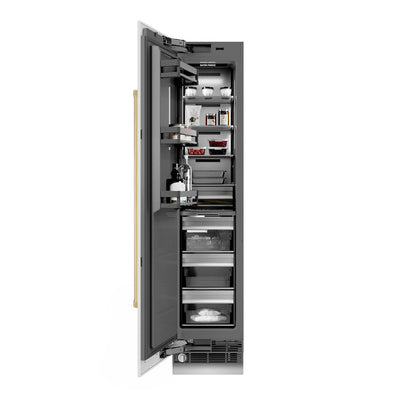 ZLINE Autograph Edition 18 in. 8.6 cu. ft. Left Hinge Column Freezer in White Matte with Graphite Gray Interior and Polished Gold Accents (RCFVLZ-WM-18-G)