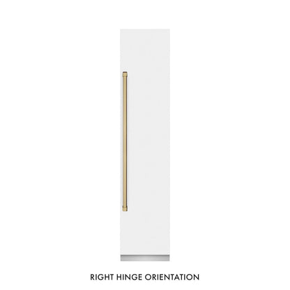ZLINE Autograph Edition 18 in. 8.6 cu. ft. Right Hinge Column Freezer in White Matte with Graphite Gray Interior and Champagne Bronze Accents (RCFVRZ-WM-18-CB)