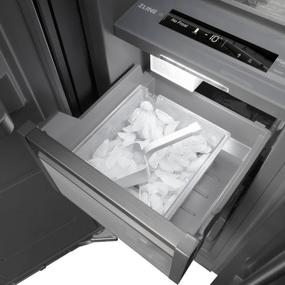 ZLINE Autograph Edition 24 in. 12.4 cu. ft. Column Freezer in White Matte with Graphite Gray Interior and Polished Gold Accents (RCFVZ-WM-24-G)