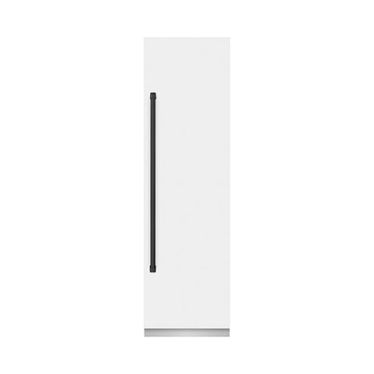 ZLINE Autograph Edition 24 in. 12.5 cu. ft. Column Refrigerator in White Matte with Graphite Gray Interior and Matte Black Accents (RCRVZ-WM-24-MB)
