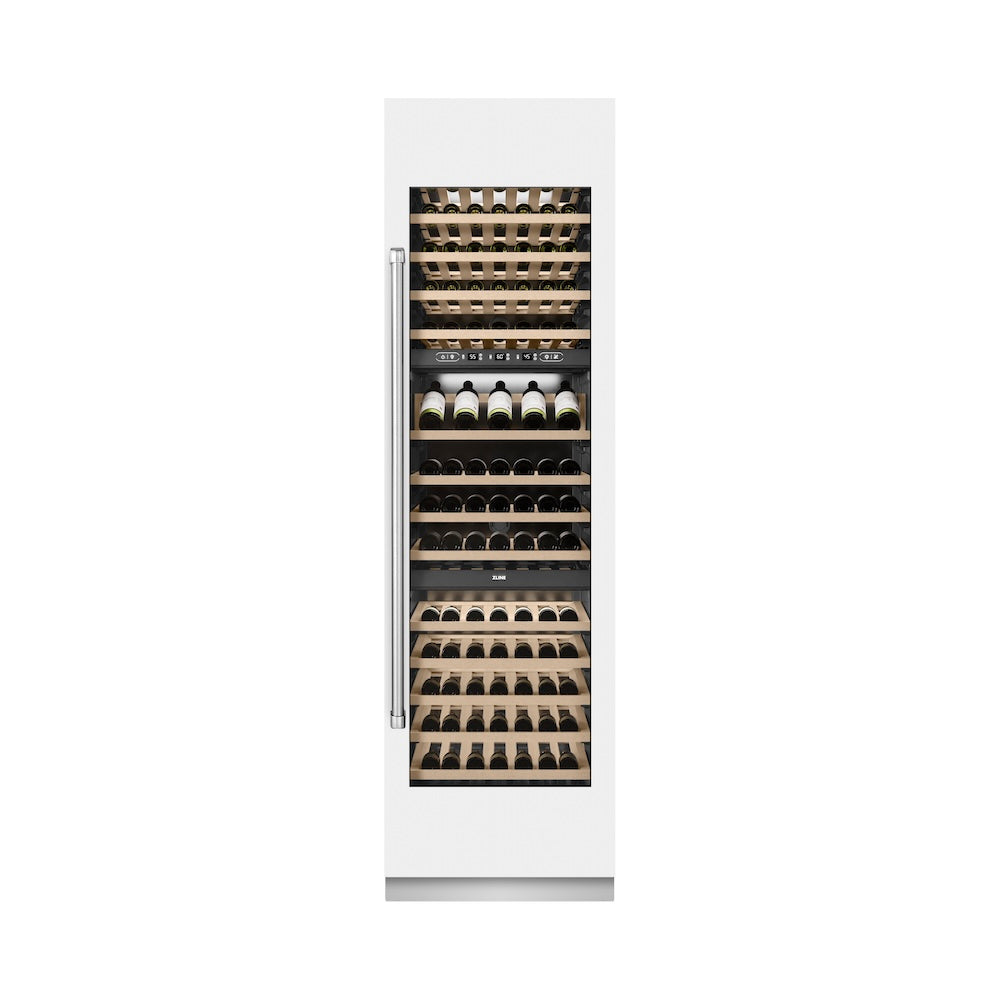 ZLINE 24 in. 12.4 cu. ft. Triple Zone 100 Bottle Column Wine Cooler in White Matte (RCWV-WM-24)