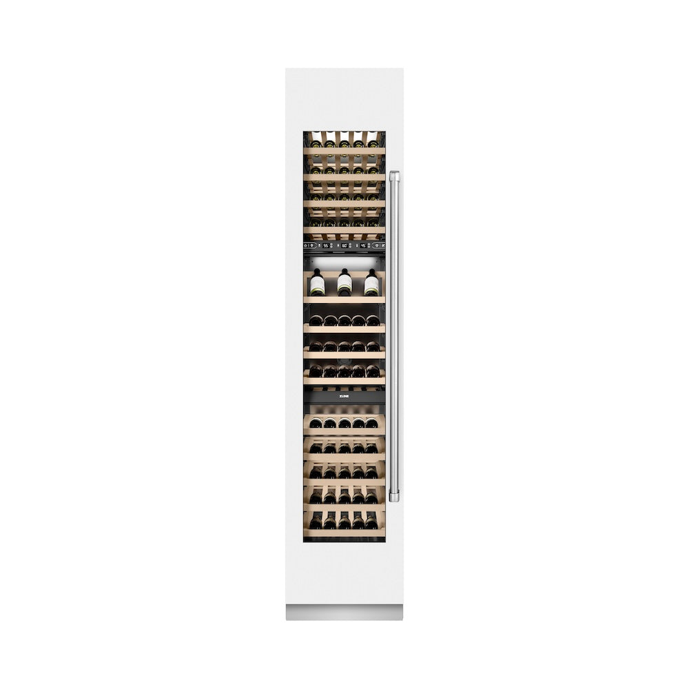 ZLINE 18 in. 9.0 cu. ft. Triple Zone 68 Bottle Left Hinge Column Wine Cooler in White Matte (RCWVL-WM-18)