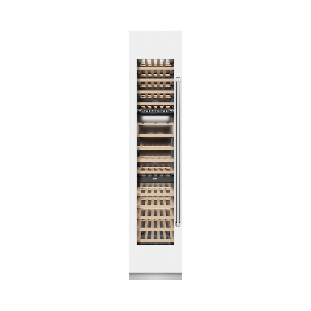 ZLINE 18 in. 9.0 cu. ft. Triple Zone 68 Bottle Left Hinge Column Wine Cooler in White Matte (RCWVL-WM-18)