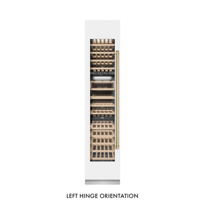 ZLINE Autograph Edition 18 in. 9.0 cu. ft. Triple Zone 68 Bottle Left Hinge Column Wine Cooler in White Matte with Champagne Bronze Accents (RCWVLZ-WM-18-CB)