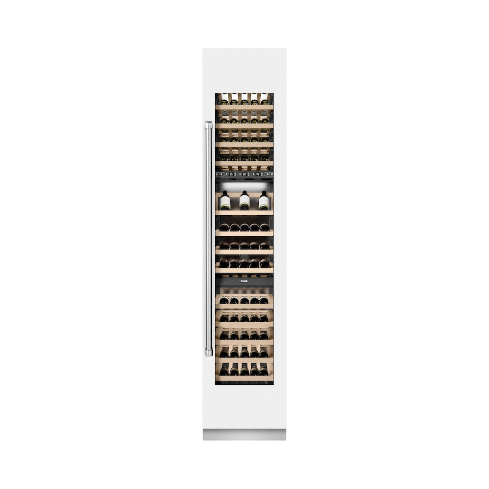 ZLINE 18 in. 9.0 cu. ft. Triple Zone 68 Bottle Right Hinge Column Wine Cooler in White Matte (RCWVR-WM-18)