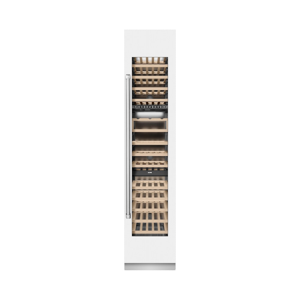 ZLINE 18 in. 9.0 cu. ft. Triple Zone 68 Bottle Right Hinge Column Wine Cooler in White Matte (RCWVR-WM-18)