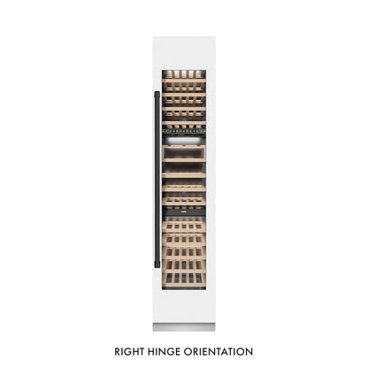 ZLINE Autograph Edition 18 in. 9.0 cu. ft. Triple Zone 68 Bottle Right Hinge Column Wine Cooler in White Matte with Matte Black Accents (RCWVRZ-WM-18-MB)