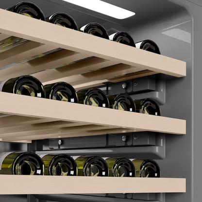 ZLINE Autograph Edition 24 in. 12.4 cu. ft. Triple Zone 100 Bottle Column Wine Cooler in White Matte and Matte Black Accents (RCWVZ-WM-24-MB)
