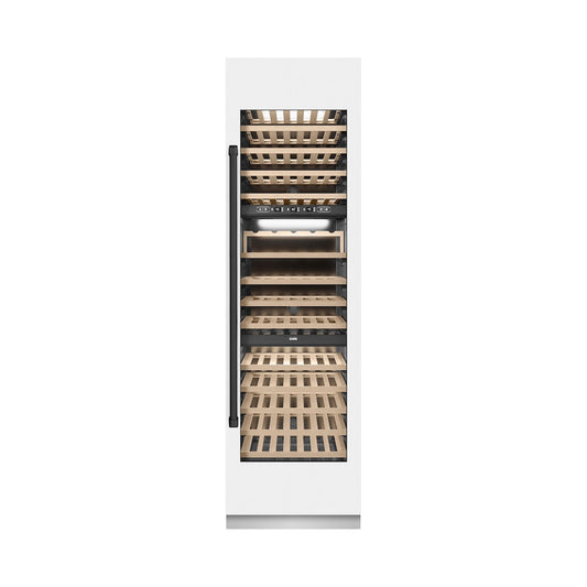 ZLINE Autograph Edition 24 in. 12.4 cu. ft. Triple Zone 100 Bottle Column Wine Cooler in White Matte and Matte Black Accents (RCWVZ-WM-24-MB)