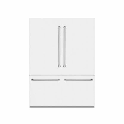 ZLINE 60 in. 32.2 cu. ft. French Door Built-In Bottom Freezer Refrigerator with Water Dispensers and Ice Makers in White Matte with Graphite Gray Interior (GRBIV-WM-60)