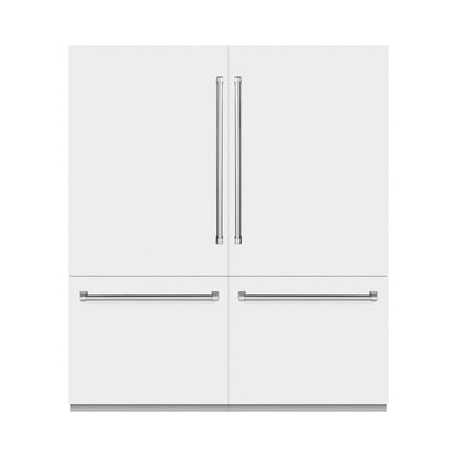 ZLINE 72 in. 39.6 cu. ft. French Door Built-In Bottom Freezer Refrigerator with Water Dispensers and Ice Makers in White Matte (RBIT-WM-72)