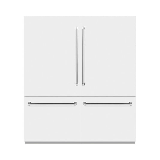 ZLINE 72 in. 39.6 cu. ft. French Door Built-In Bottom Freezer Refrigerator with Water Dispensers and Ice Makers in White Matte (RBIT-WM-72)