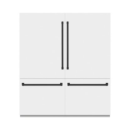 ZLINE Autograph Edition 72 in. 39.6 cu. ft. French Door Built-In Bottom Freezer Refrigerator with Water Dispensers and Ice Makers in White Matte and Matte Black Accents (RBITZ-WM-72-MB)