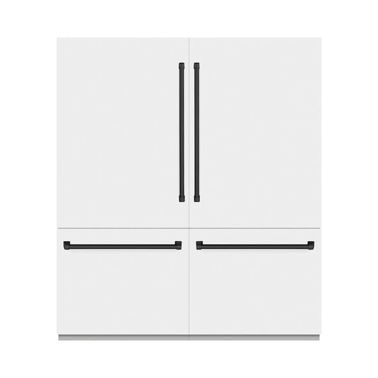 ZLINE Autograph Edition 72 in. 39.6 cu. ft. French Door Built-In Bottom Freezer Refrigerator with Water Dispensers and Ice Makers in White Matte and Matte Black Accents (RBITZ-WM-72-MB)