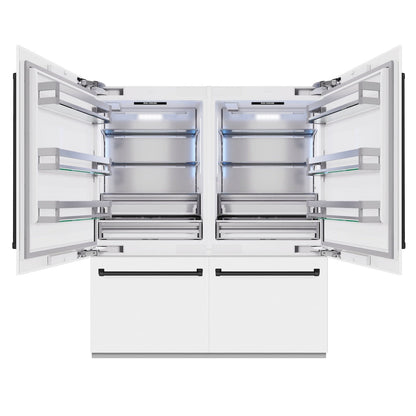 ZLINE Autograph Edition 72 in. 39.6 cu. ft. French Door Built-In Bottom Freezer Refrigerator with Water Dispensers and Ice Makers in White Matte and Matte Black Accents (RBITZ-WM-72-MB)