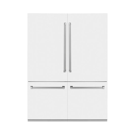 ZLINE 60 in. 32.2 cu. ft. French Door Built-In Bottom Freezer Refrigerator with Water Dispensers and Ice Makers in White Matte (RBIV-WM-60)
