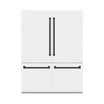 ZLINE Autograph Edition 60 in. 32.2 cu. ft. French Door Built-In Bottom Freezer Refrigerator with Water Dispenser and Ice Maker in White Matte with Matte Black Accents (RBIVZ-WM-60-MB)
