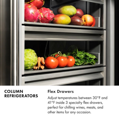 ZLINE 30 in. 16.7 cu. ft. Column Refrigerator in White Matte with Graphite Gray Interior (RCRV-WM-30)