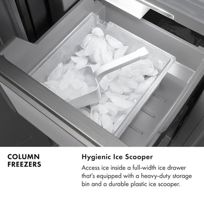 ZLINE 18 in. 8.6 cu. ft. Left Hinge Column Freezer in Black Stainless Steel with Graphite Gray Interior (RCFVL-BS-18)
