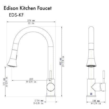 ZLINE Autograph Edition Edison Pull Down Single Handle Kitchen Faucet in Champagne Bronze (EDS-KF-CB)