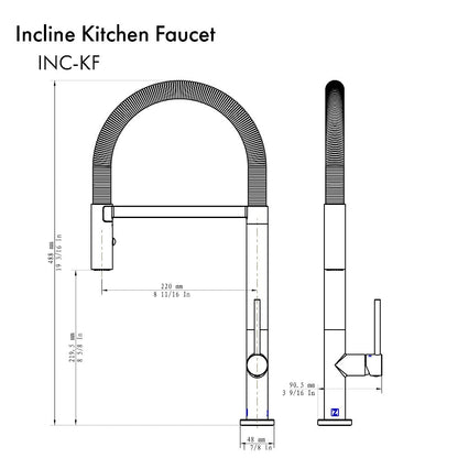 ZLINE Autograph Edition Incline Pull Down Single Handle Kitchen Faucet in Champagne Bronze (INC-KF-CB)