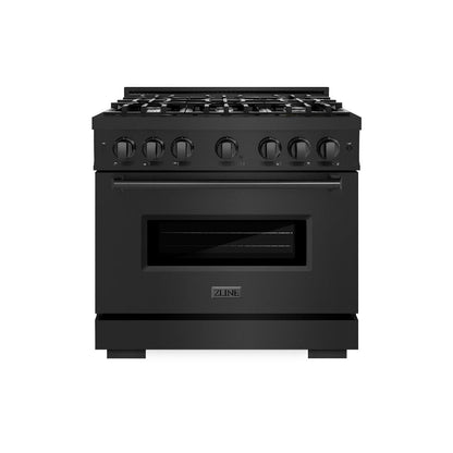 ZLINE 36 in. 5.2 cu. ft. Classic Gas Range with 6 Burner Cooktop and Convection Gas Oven in Black Stainless Steel (CGRB-36)