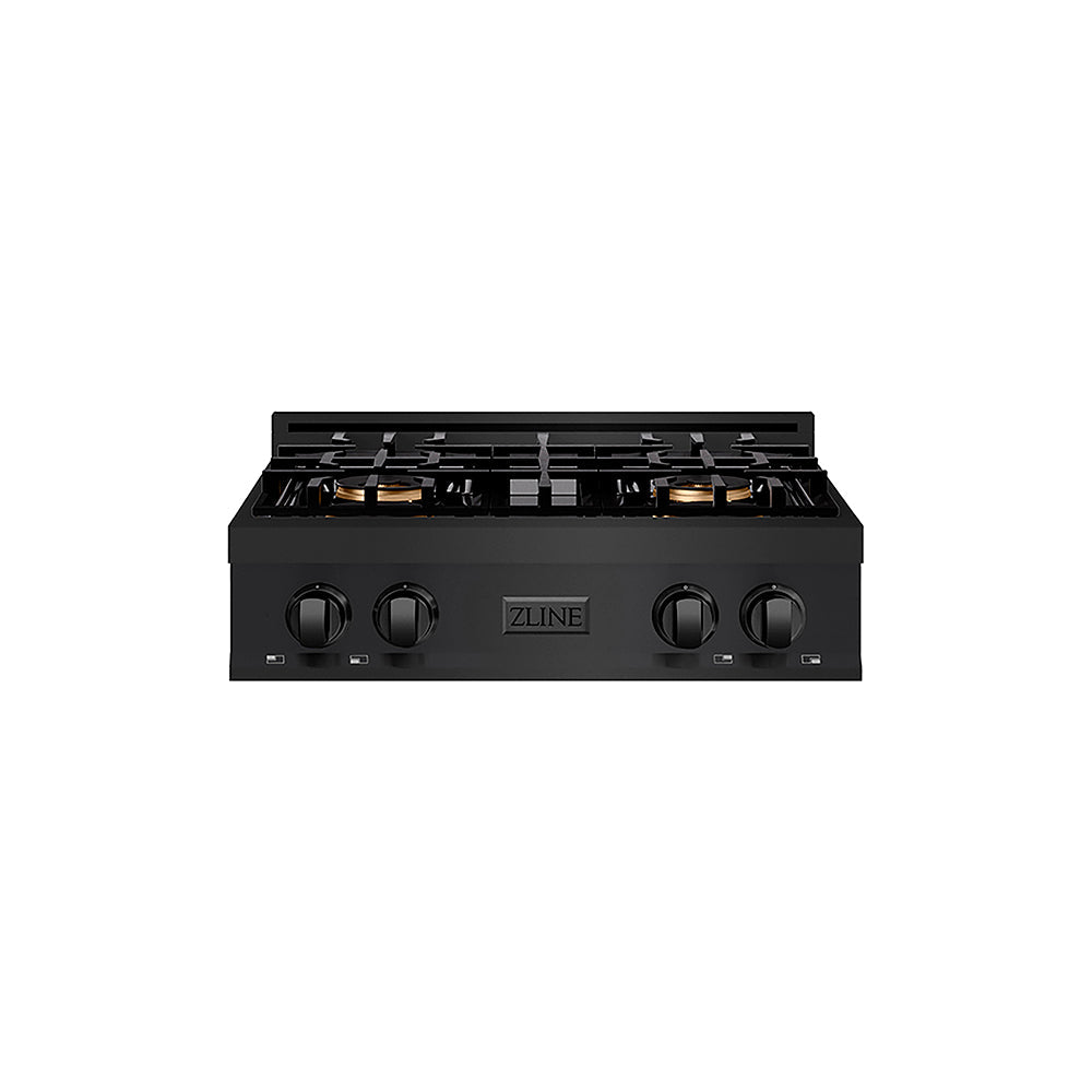 ZLINE 30 in. Classic Gas Rangetop with 4 Burner DuoPro™ Cooktop in Black Stainless Steel (PCRTB-30)