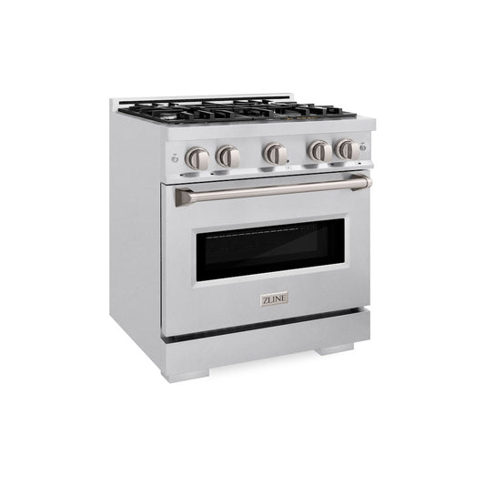 ZLINE 30 in. 4.2 cu. ft. Classic Dual Fuel Range with 4 Burner Gas Cooktop and Electric Convection Oven in Satin Stainless Steel (CDRS-30)