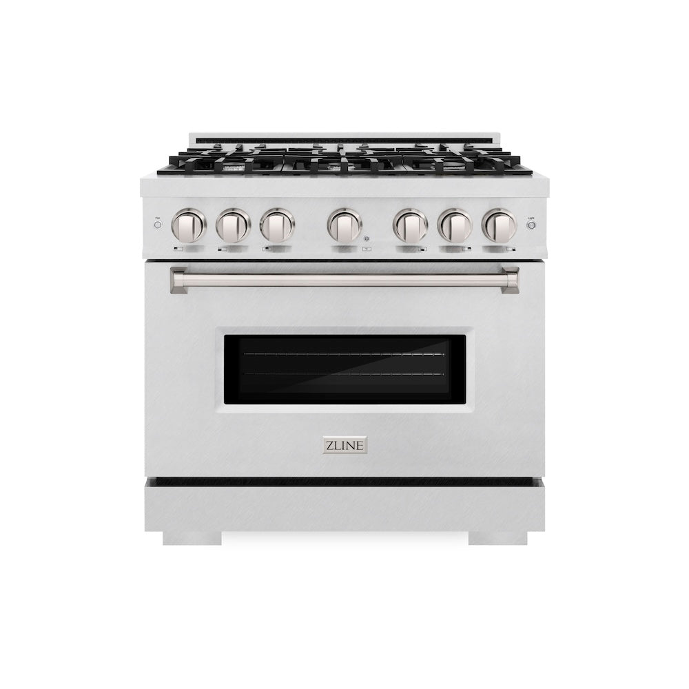 ZLINE 36 in. 5.2 cu. ft. Classic Dual Fuel Range with 6 Burner Gas Cooktop and Electric Convection Oven in Satin Stainless Steel (CDRS-36)