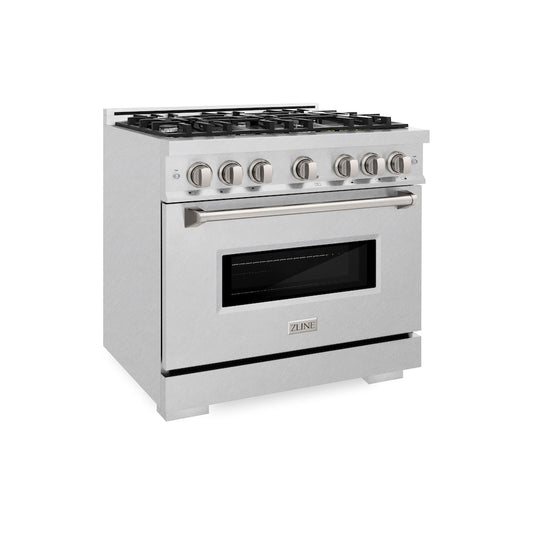 ZLINE 36 in. 5.2 cu. ft. Classic Dual Fuel Range with 6 Burner Gas Cooktop and Electric Convection Oven in Satin Stainless Steel (CDRS-36)