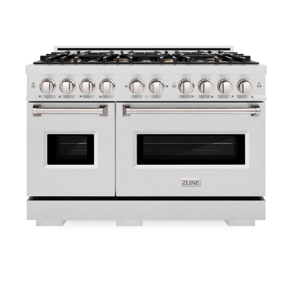 ZLINE 48 in. 6.7 cu. ft. Classic Double Oven Dual Fuel Range in Satin Stainless Steel with 8 Brass Burners (CDRS-BR-48)