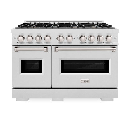 ZLINE 48 in. 6.7 cu. ft. Classic Double Oven Dual Fuel Range in Satin Stainless Steel with 8 Brass Burners (CDRS-BR-48)